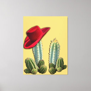 Impressão Em Tela Cowboy Hat e Cactus