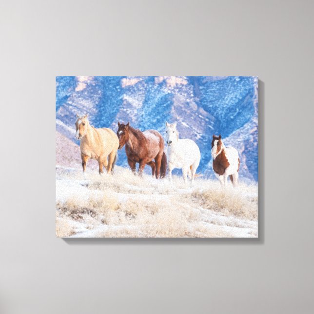 Impressão Em Tela Cowboy Horse Drive no Hideout Ranch (Frente)