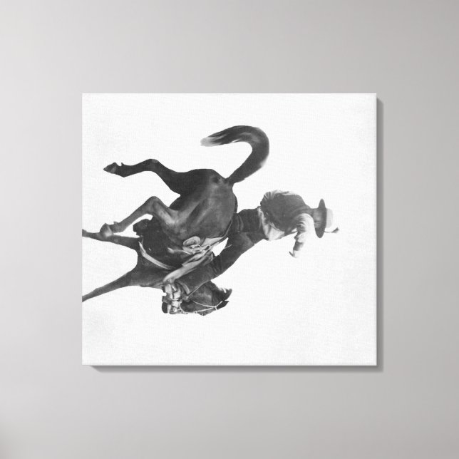 Impressão Em Tela Cowboy Ned Coy Riding Bucking Bronco nomeado (Frente)