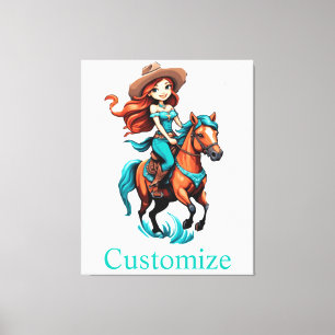 Impressão Em Tela Cowgirl Cuja Cowgirl Anda Pony Thunder_Cove