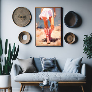 Impressão Em Tela Cowgirl in Pink Boots Trendy Wall Art