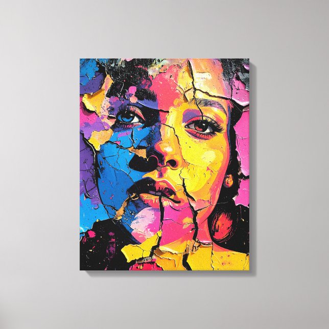 Impressão Em Tela Cracked Paint Mural Beauty Skin Deep (Frente)