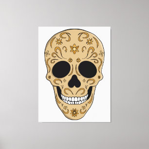 Impressão Em Tela Cranio de Açúcar Floral Dia de los Muertos