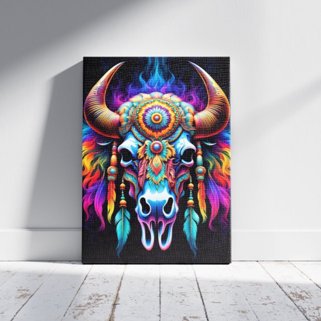 Impressão Em Tela Crânio de Bison Nativo (Criador carregado)