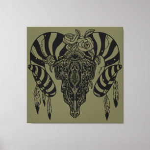 Impressão Em Tela Crânio de touro tribal