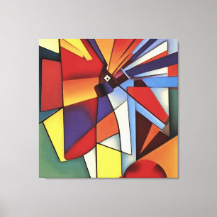 Impressão Em Tela Cravo Vermelho Numa Arte Geométrica Abstrato