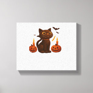 Impressão Em Tela Creeper Pumpkin Cat Halloween Gift Oversize T-Shi