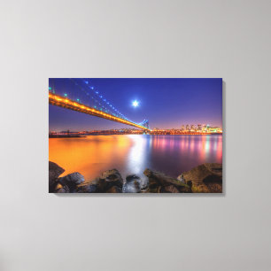 Impressão Em Tela Crepúsculo, George Washington BridgePalisades, NJ