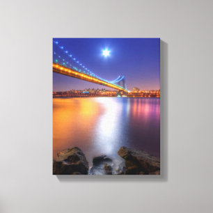 Impressão Em Tela Crepúsculo, George Washington BridgePalisades, NJ