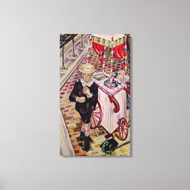 Impressão Em Tela Criança com Sorvete (Frente)