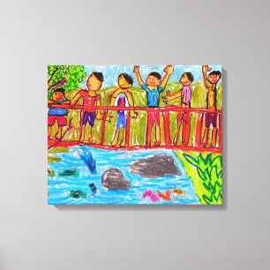 Impressão Em Tela crianças brincando de desenho