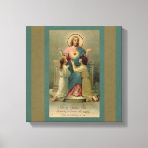 Impressão Em Tela Crianças sagrados de Jesus do coração que