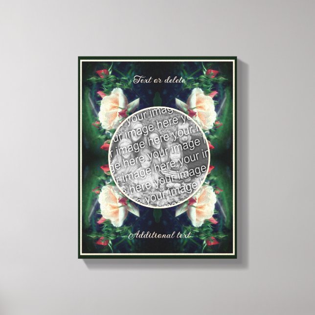 Impressão Em Tela Crie Sua Própria Foto Rosa Pêssego e Botões (Frente)