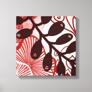 Impressão Em Tela Crimson Currents – Modern Abstract Botanical Art
