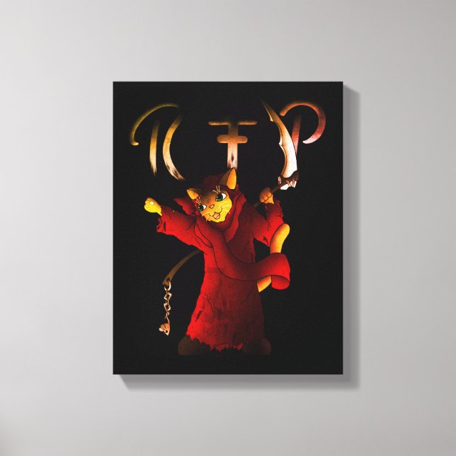 Impressão Em Tela Crimson Red Grim Reaper Cat (Frente)