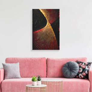 Impressão Em Tela Crimson Twist - Ouro Fundido e Vermelho, Ultra Esp