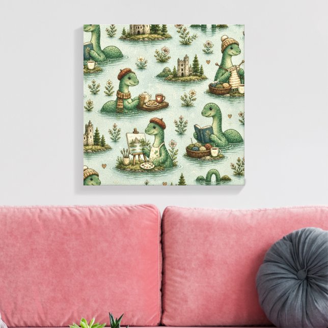 Impressão Em Tela Criptídeos Aconchegantes Nessie Monstro do Lago Ne (Insitu(Sala de estar))