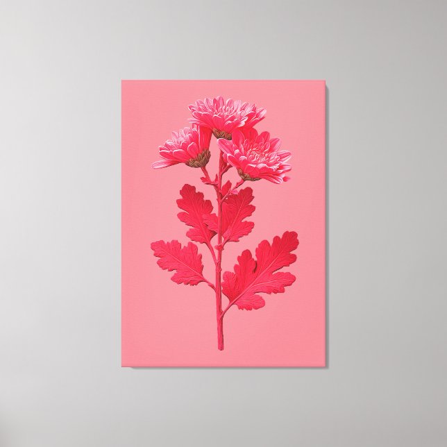 Impressão Em Tela Crisântemo Rosa  (Frente)