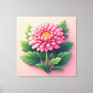Impressão Em Tela Crisântemos Rosa Brilhante