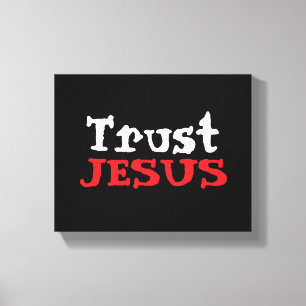 Impressão Em Tela Cristão ‘Confie em JESUS’ Vermelho Preto Branco