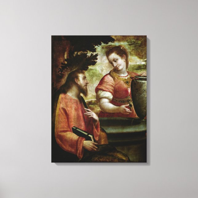 Impressão Em Tela Cristo e Mulher de Samaria, c.1575-80 (Frente)