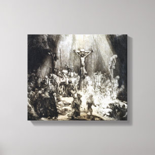Impressão Em Tela Cristo Rembrandt Crucificado entre os Dois Ladrõe