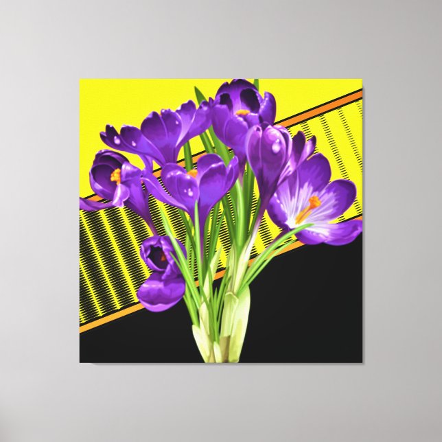 Impressão Em Tela Crocus Floral/Design Geométrico (Frente)