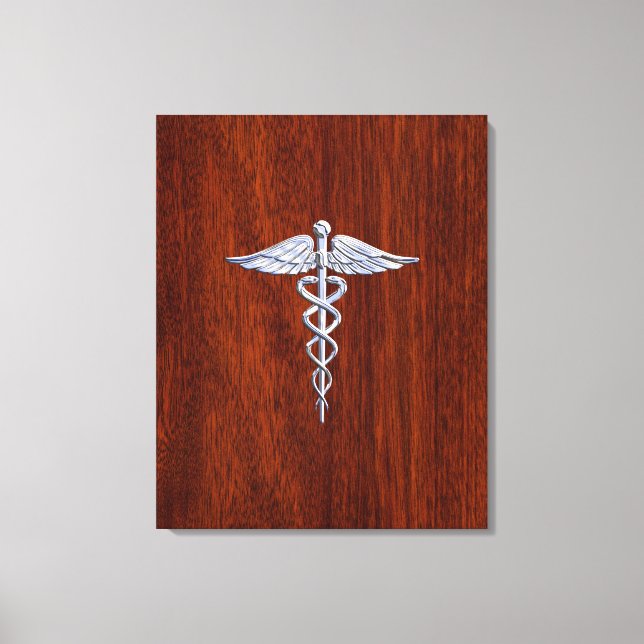 Impressão Em Tela Cromo Como Caduceus Símbolo Médico Mahogany Brown (Frente)