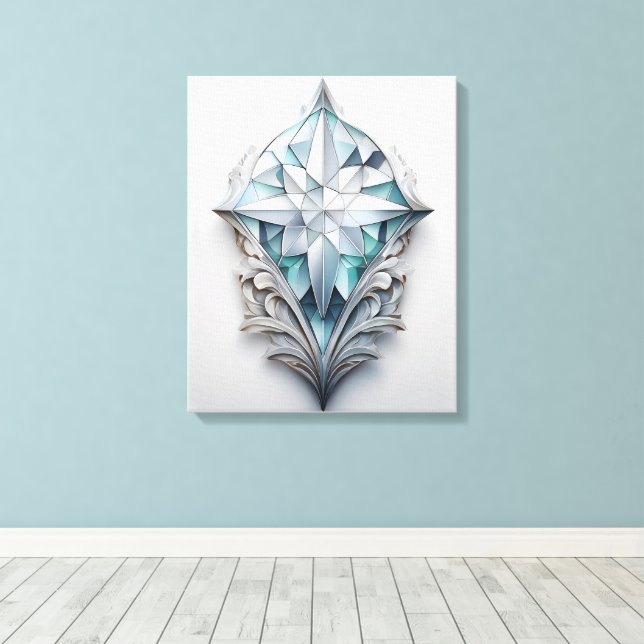 Impressão Em Tela Cruz decorativa geométrica azul (Insitu(piso de madeira))