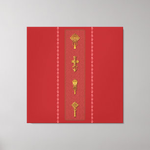 Impressão Em Tela Cruzes Ortodoxas Etíopes – Dourado sobre Vermelho