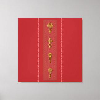 Impressão Em Tela Cruzes Ortodoxas Etíopes – Dourado sobre Vermelho