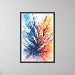 Impressão Em Tela Crystal Shards Abstrato Watercolor