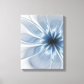 Impressão Em Tela Cu de flor de fantasia fractal azul macio e tenra