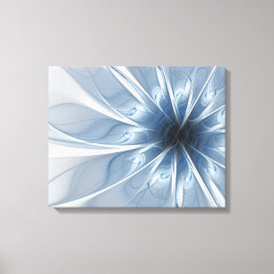Impressão Em Tela Cu de flor de fantasia fractal azul macio e tenra