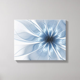 Impressão Em Tela Cu de flor de fantasia fractal azul macio e tenra
