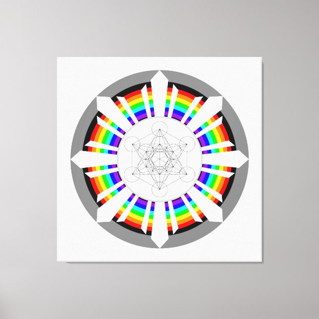 Impressão Em Tela Cubo de Metatron Prisma de Arco-Íris (Frente)