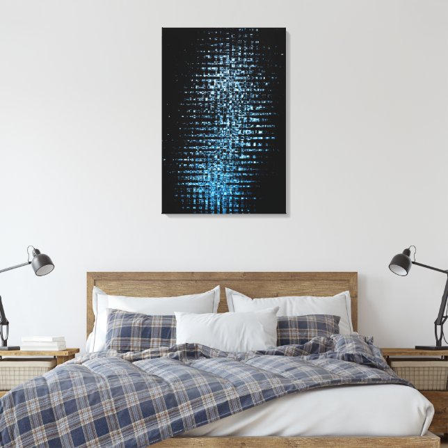 Impressão Em Tela Cubos azuis abstrato (Insitu(Quarto))