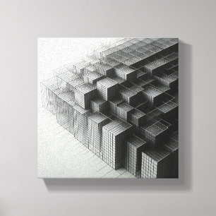 Impressão Em Tela Cubos de Armação Abstrata Minimalista Moderna - 3D