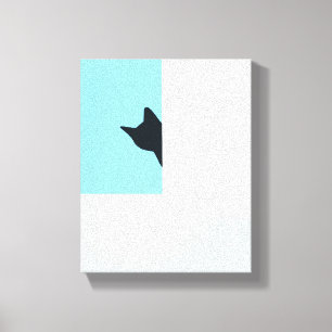 Impressão Em Tela Cucu   Pintura de Gato Espiando ao Redor da Quina