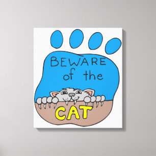 Impressão Em Tela Cuidado com o gato