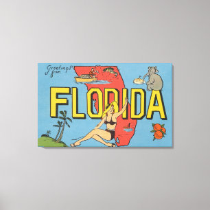 Impressão Em Tela Cumprimentos de Florida Florida (azul)