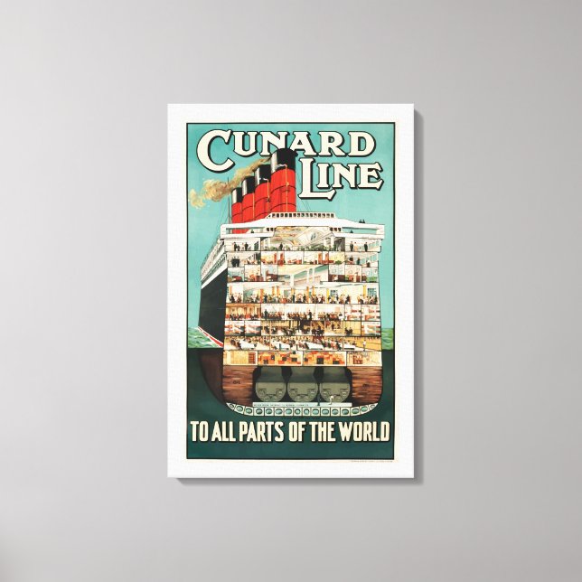 Impressão Em Tela Cunard ocean: poster de navios de luxo, (Frente)
