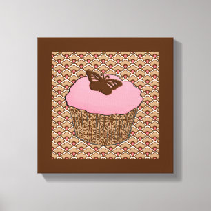 Impressão Em Tela Cupcake cor-de-rosa do fosco da morango