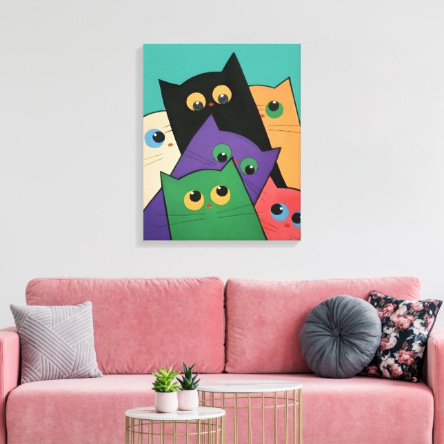Impressão Em Tela Curious Cats (Insitu(Sala de estar))