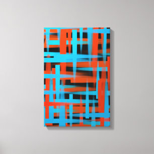 Impressão Em Tela Cursos abstratos da escova do óleo em alaranjado 