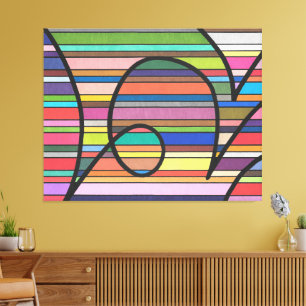 Impressão Em Tela Curvas Negras de Abstrato com distribuição multico