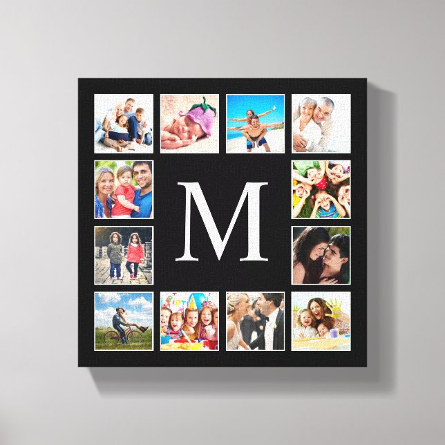 Impressão Em Tela Custom Family Photo Collage Personalized Black (Frente)