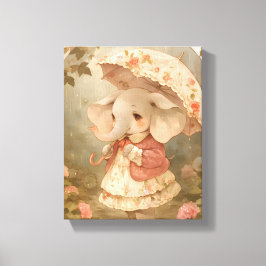 Impressão Em Tela Cute Baby Elephant - Watercolor Nursery Poster