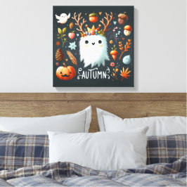 Impressão Em Tela Cute Boho Autumn Ghost Wreath Wall Decal