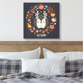 Impressão Em Tela Cute Boho Autumn Hedgehog Wreath Wall Decal